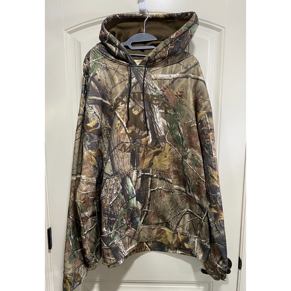 Gander Mountain Real Tree Fleece Hoodie Mens 2XL Brown Treeline Camo Outdoor